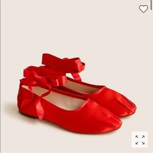 J.Crew Pleated satin ribbon-tie ballet flats Sz 7 NEW